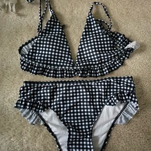 Gingham Black and White Bikini Set